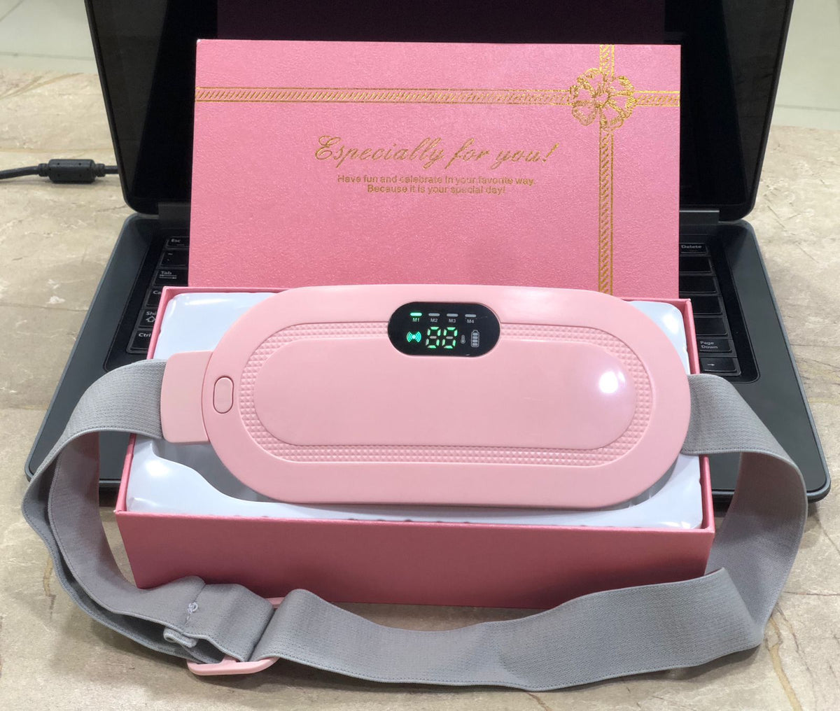 Portable Menstrual Heating Pad Belt – Heat & Vibration Massager for Women